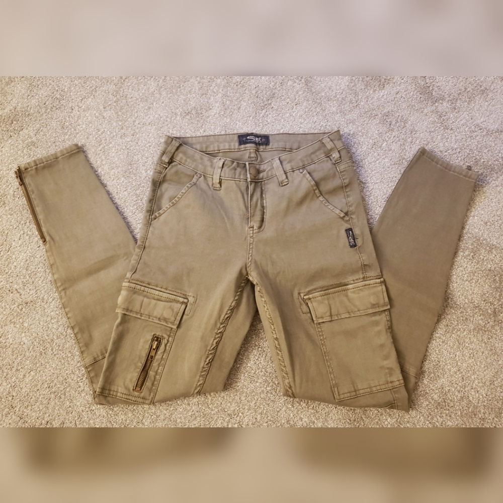 Silver Army Green Skinny Pants